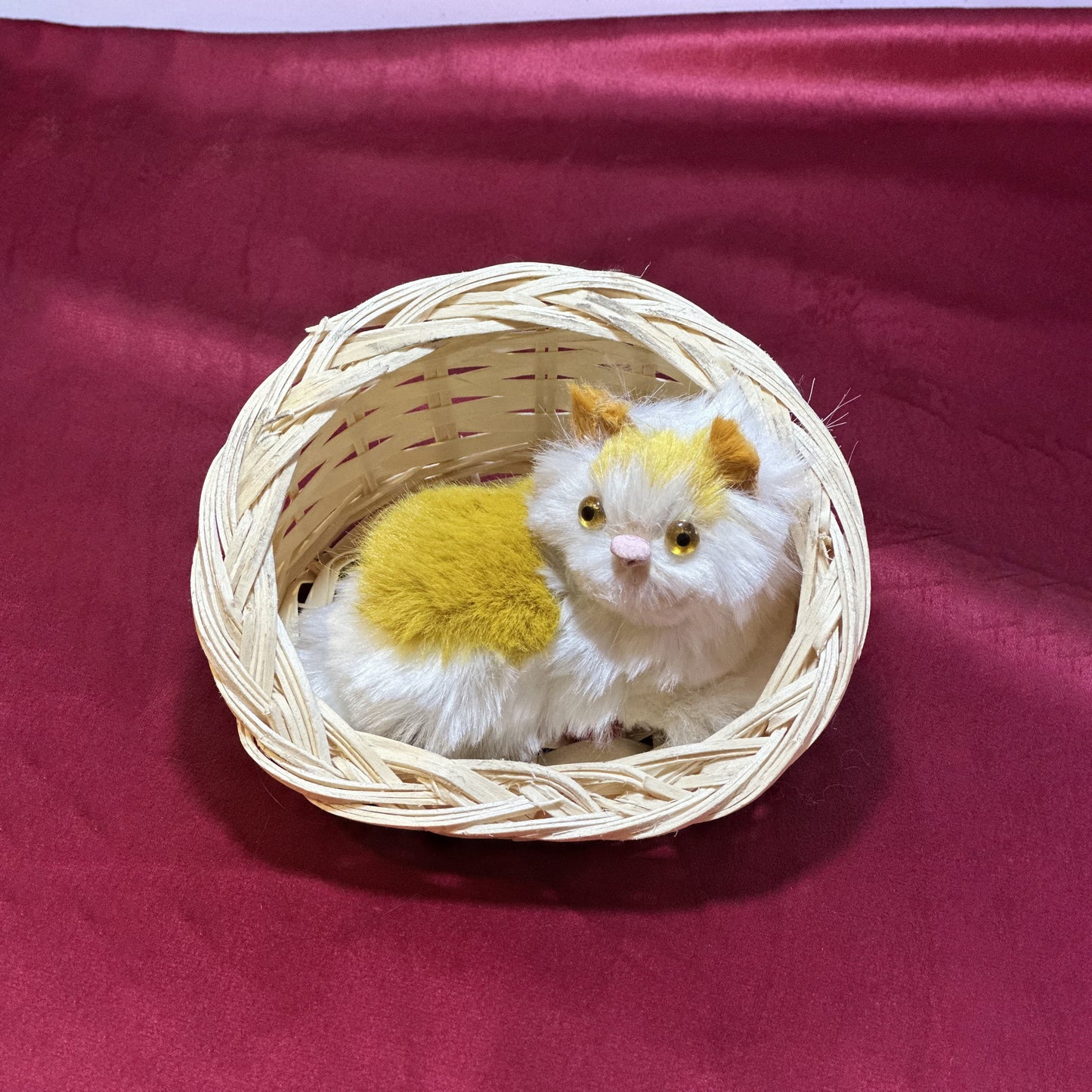 Beautiful Cat in Basket Decoration Piece