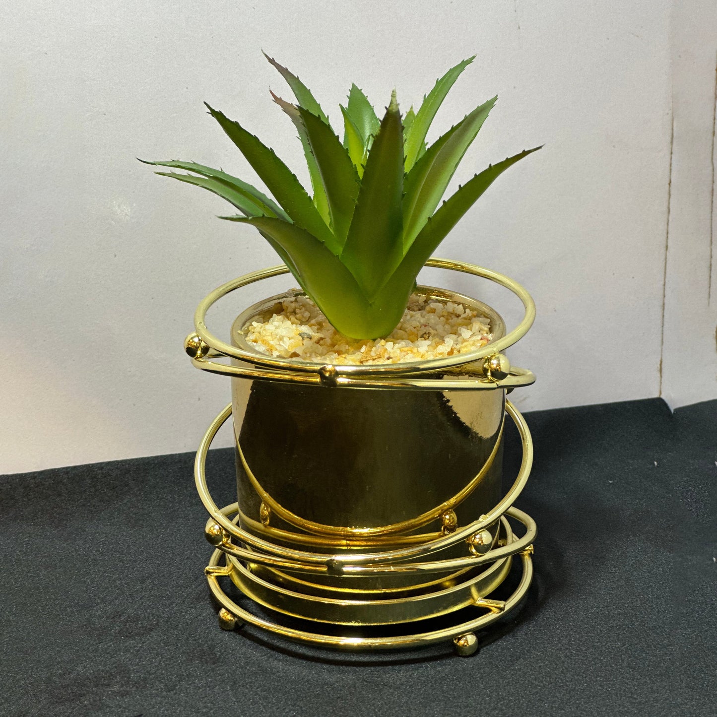 Artificial Cactus Plant with Golden Pot