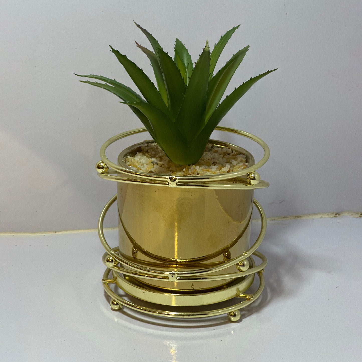 Artificial Cactus Plant with Golden Pot